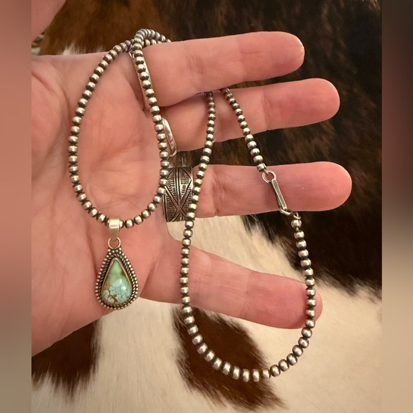 ❤️ 18” 3mm Desert Pearls Native Made Navajo Sterling Silver Made In USA Necklace - Picture 5 of 7